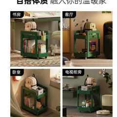 床边置物架儿童书包卧室小型实木推车可移动零食玩具收纳柜整理架